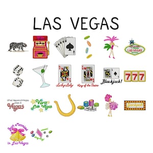 20 Las Vegas embroidery designs, poker embroidery pattern, show girl embroidery pattern, card games embroidery, gambling emboidery designs