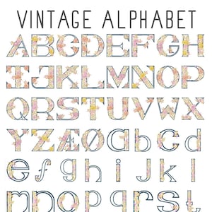 Vintage floral alphabet machine embroidery designs, lower & uppercase, alphabet embroidery, floral monogram , flower font embroidery,