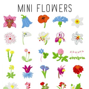 35 MINI Flower machine embroidery designs, floral embroidery pattern, calla lilly flower, tropical flower embroidery rose embroidery pattern image 1