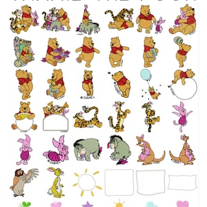 53 Winnie the Pooh embroidery designs, Tigger Tiger Embroidery, Piglet Roo Eeyore Rabbit, Disney embroidery designs, instant download