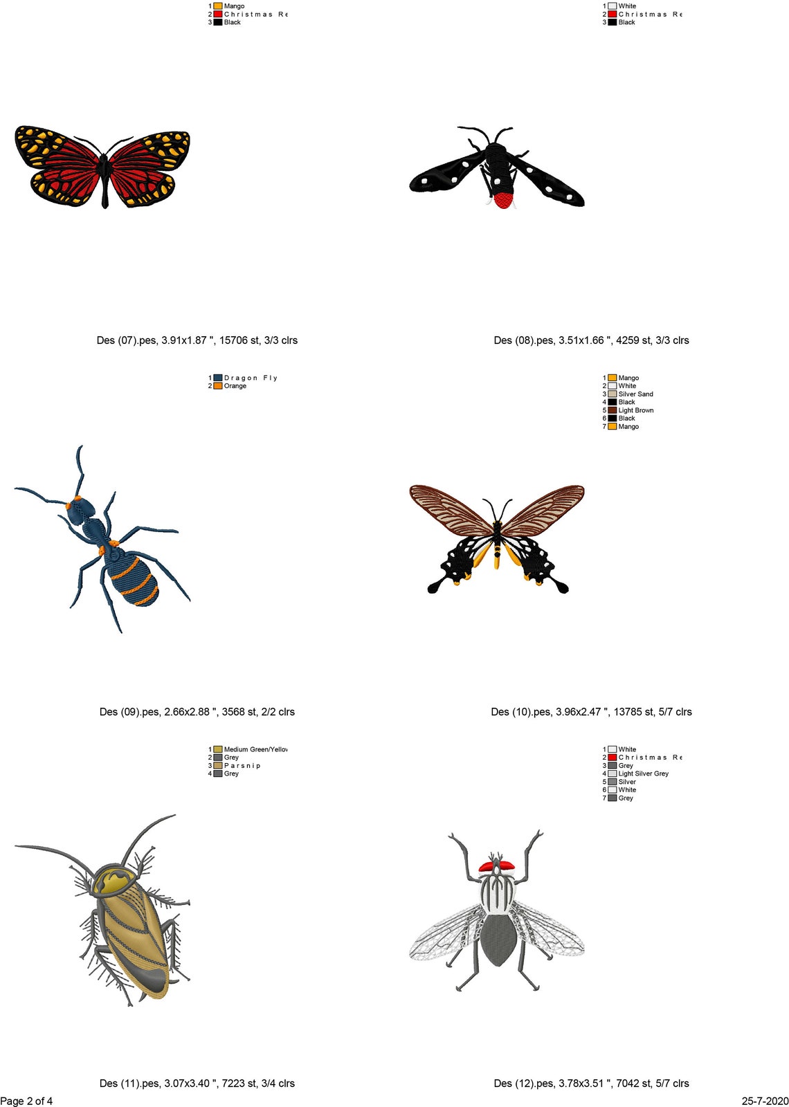 22 Insects Machine Embroidery Designs, Animal Embroidery Pattern ...