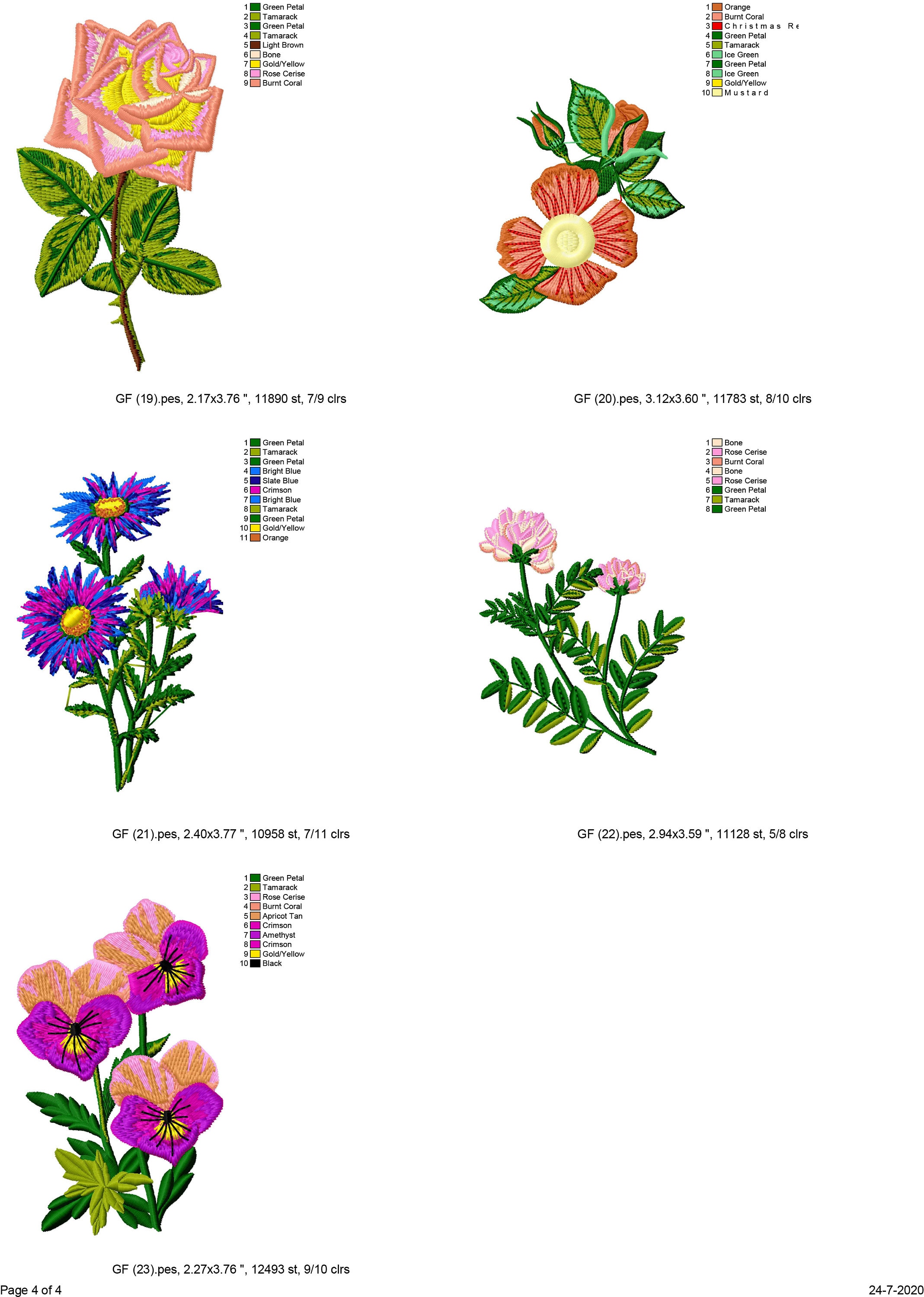 23 Flower Machine Embroidery Designs Floral Embroidery | Etsy
