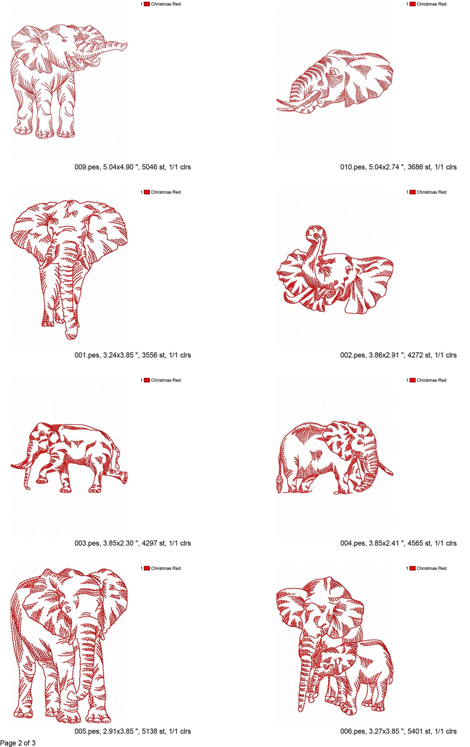 10 Elephant Machine Embroidery Designs, Animal Embroidery Pattern ...