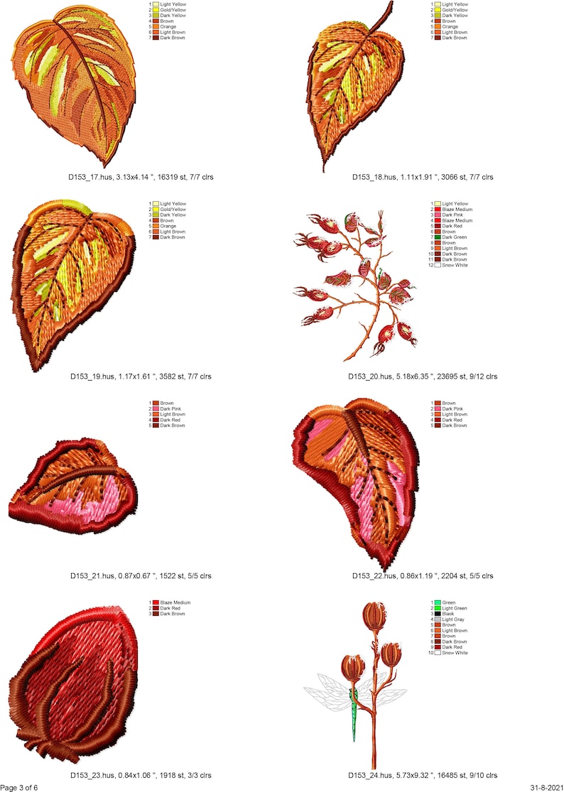 44 Autumn Machine Embroidery Designs Fall Leaf Embroidery - Etsy