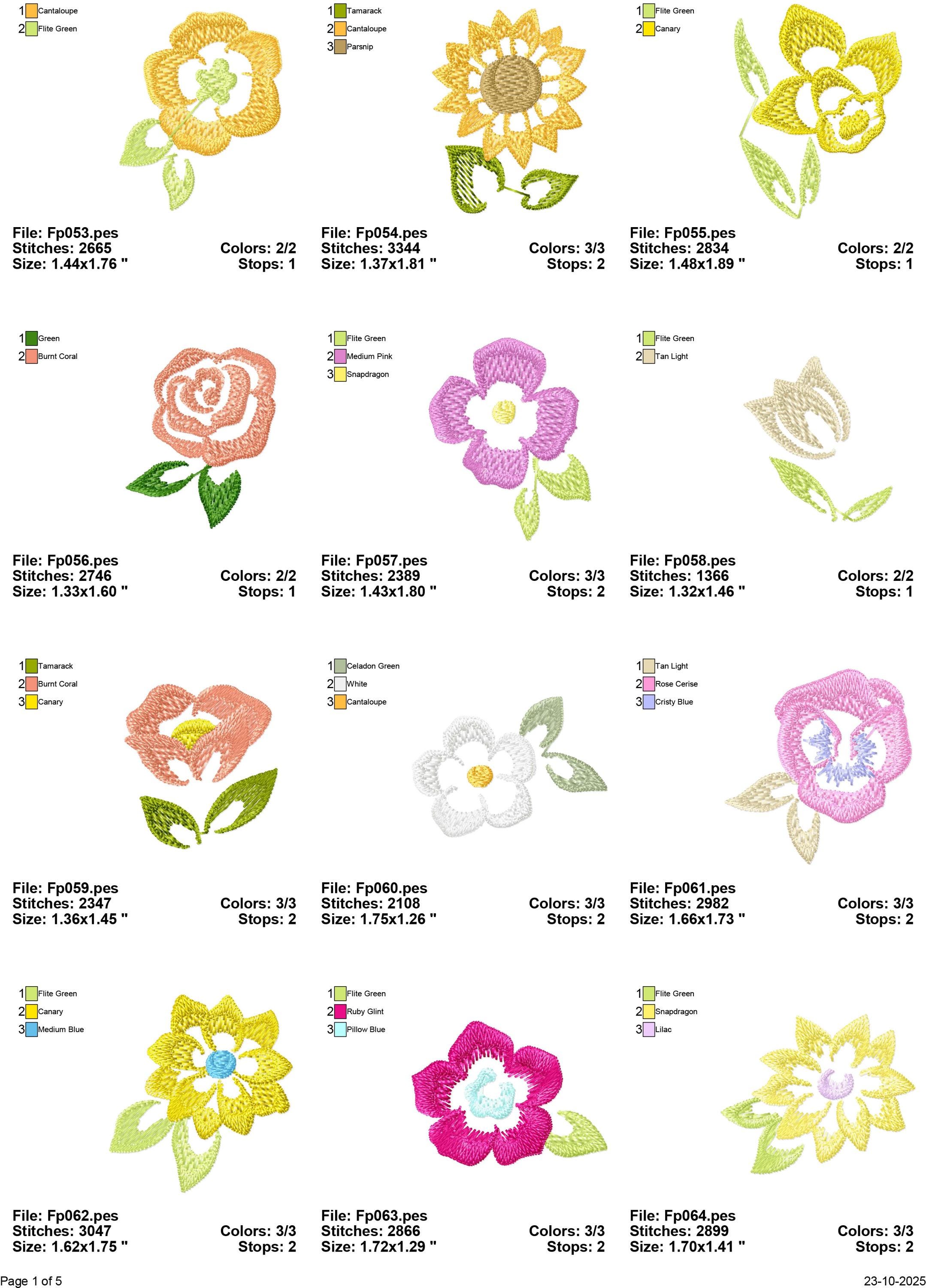 50 MINI Flower Machine Embroidery Designs, Floral Embroidery Pattern ...