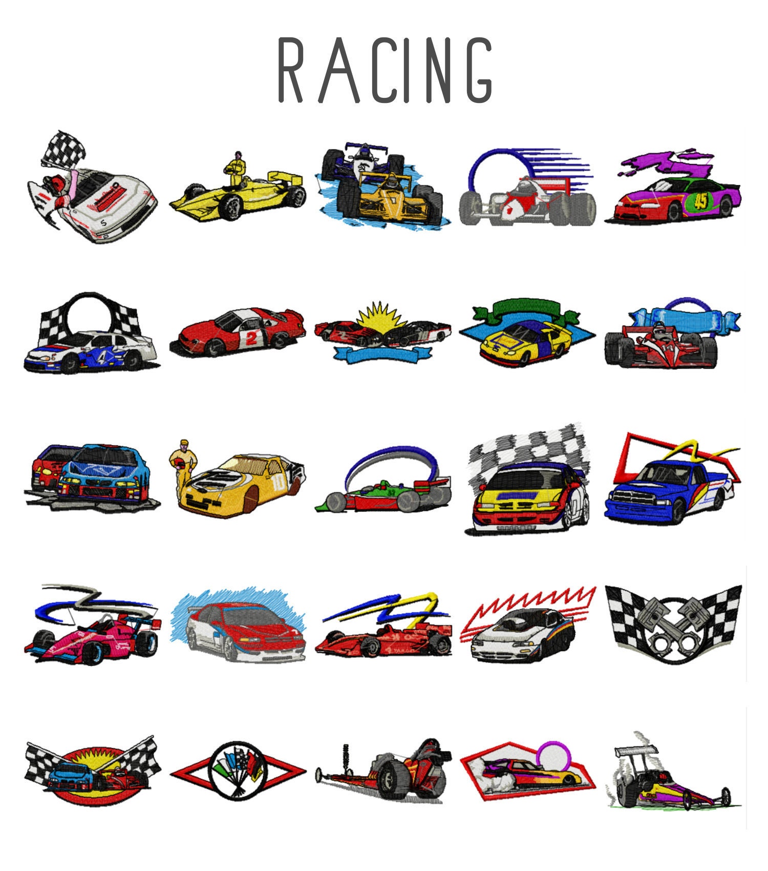 25 Racecar machine embroidery designs race car embroidery Etsy