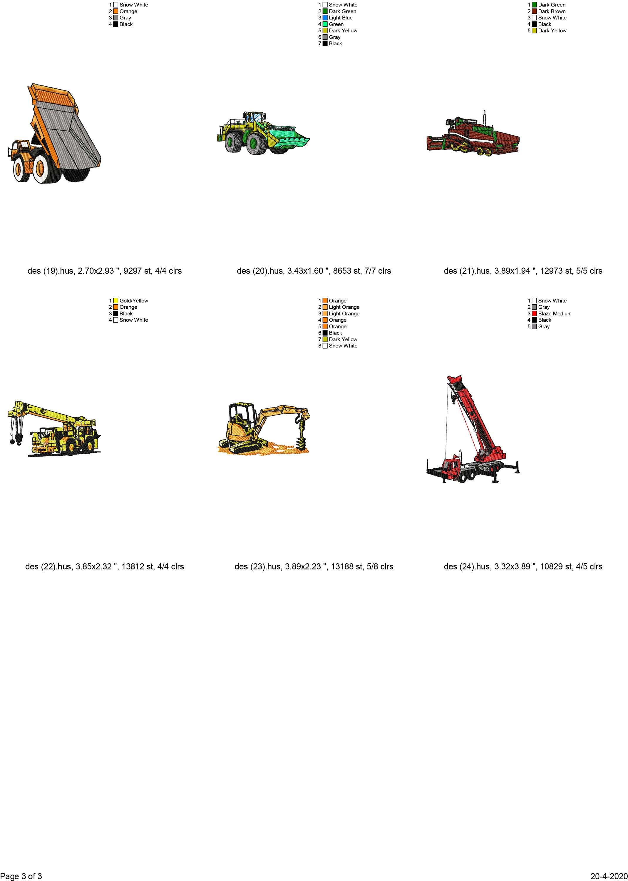 20 Heavy Equipment Machine Embroidery Designs Construction Etsy Canada