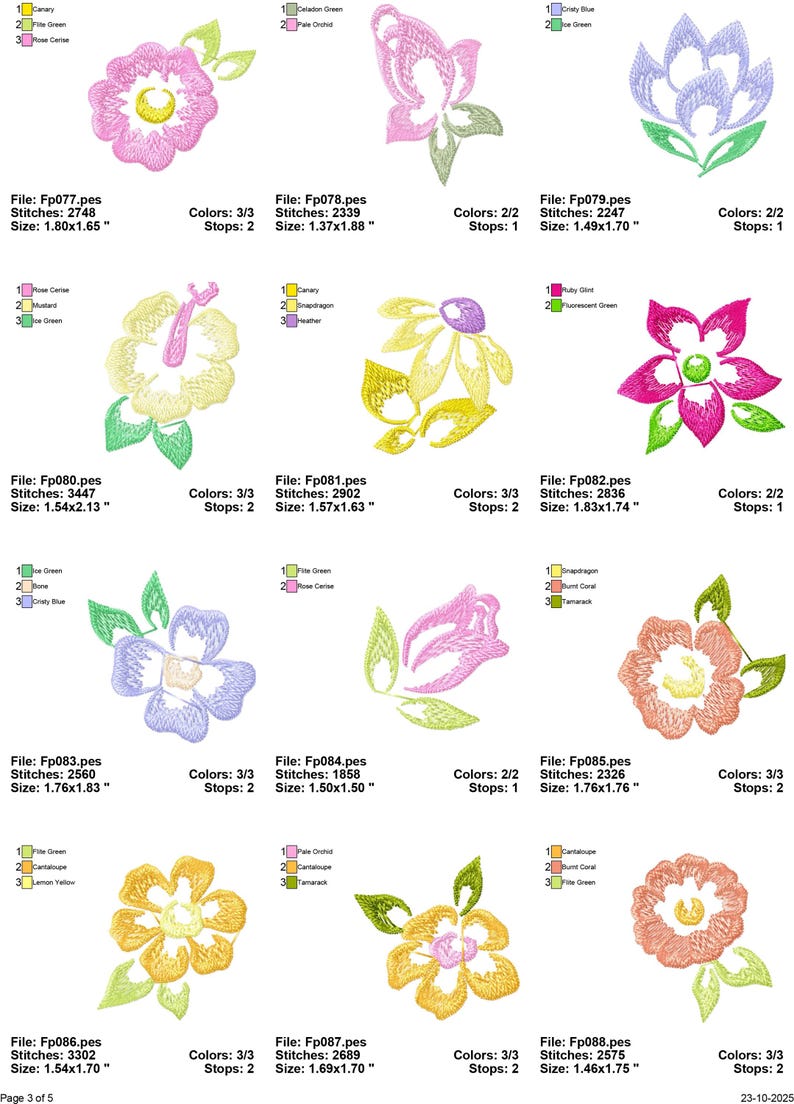 50 MINI Flower Machine Embroidery Designs, Floral Embroidery Pattern ...
