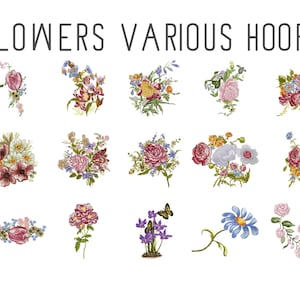 15 Flower machine embroidery designs, floral embroidery, embroidery pattern, large flower design, rose flower embroidery, wedding embroidery