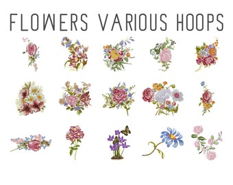 15 Flower machine embroidery designs, floral embroidery, embroidery pattern, large flower design, rose flower embroidery, wedding embroidery