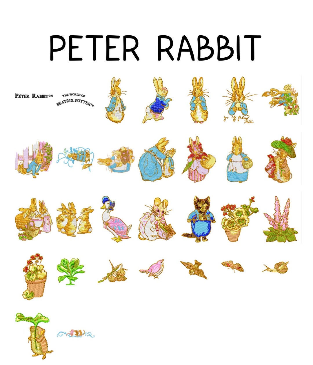 30 Peter Rabbit Embroidery Designs, Instant Download - Etsy