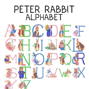 Peter Rabbit alphabet machine embroidery designs, alphabet embroidery, monogram pattern, letter embroidery disney font, beatrix potter