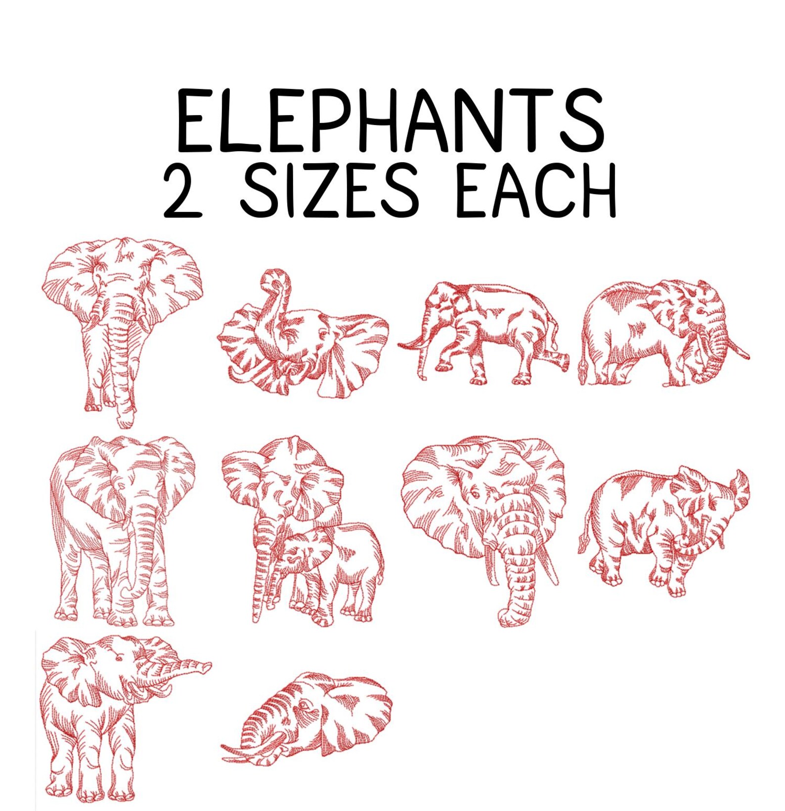 10 Elephant Machine Embroidery Designs, Animal Embroidery Pattern ...