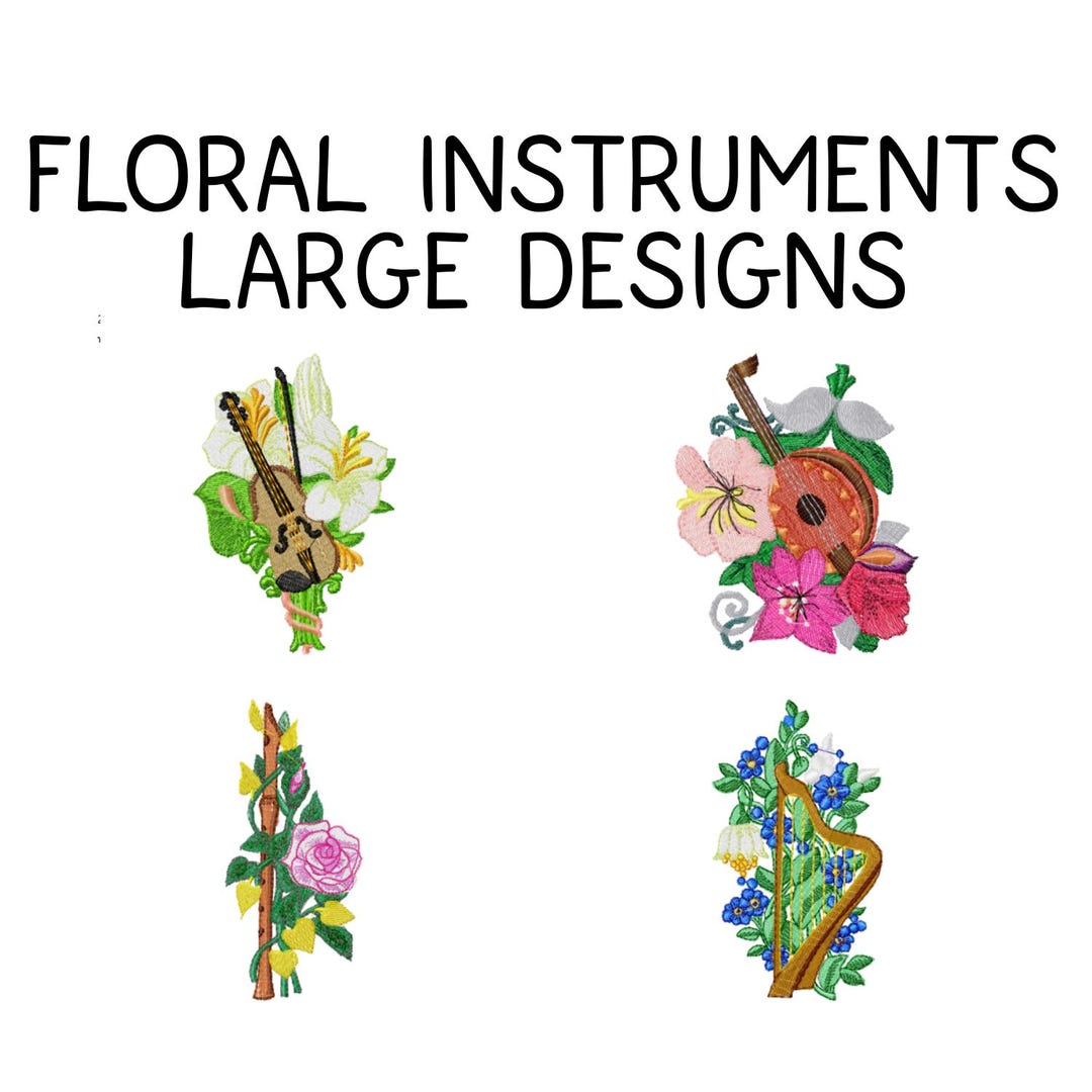 Embriodry Instruments 4 LARGE Instrument Machine Embroidery Designs, Instrument Embroidery ...