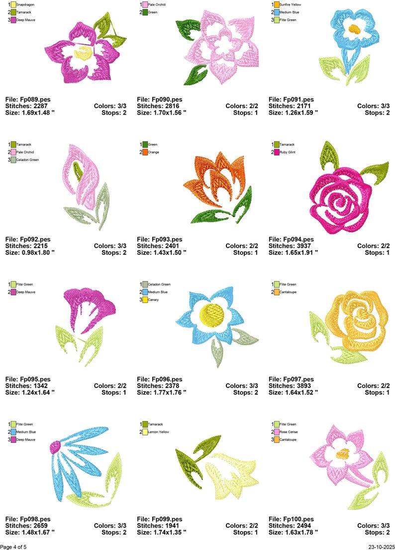50 MINI Flower Machine Embroidery Designs, Floral Embroidery Pattern ...