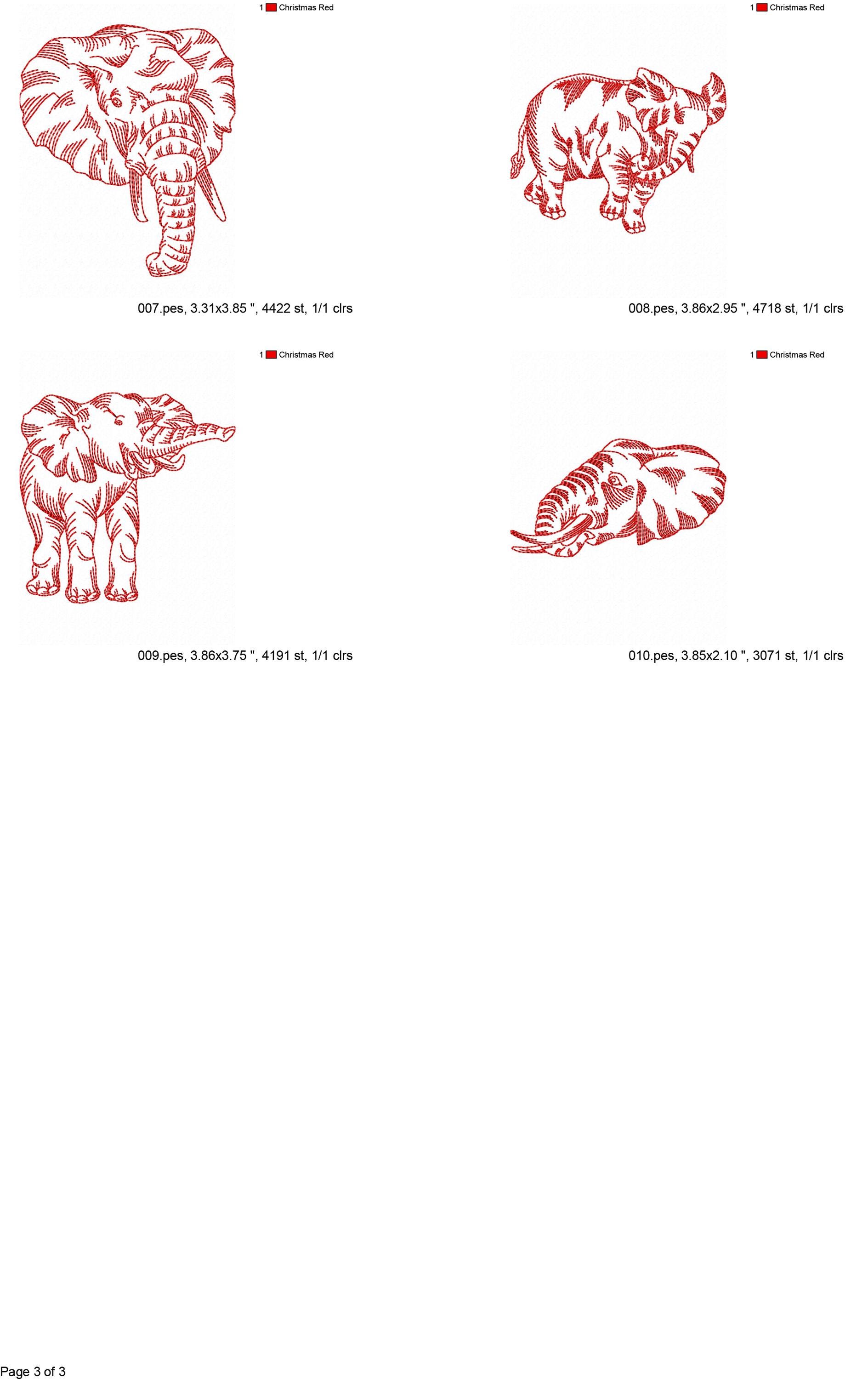 10 Elephant Machine Embroidery Designs, Animal Embroidery Pattern ...