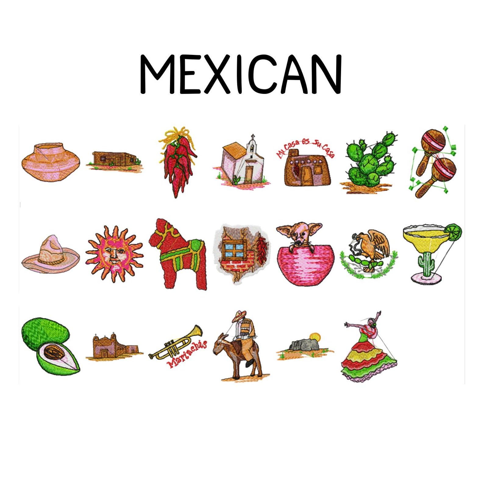 20 Mexican Machine Embroidery Designs, Mexico Embroidery Pattern ...