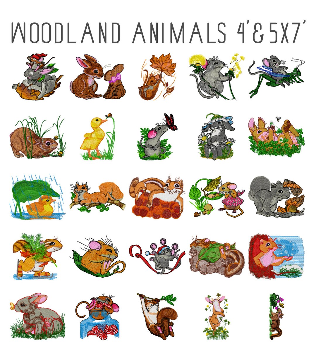25 Woodland Animal Machine Embroidery Designs, Forest Animal Embroidery ...