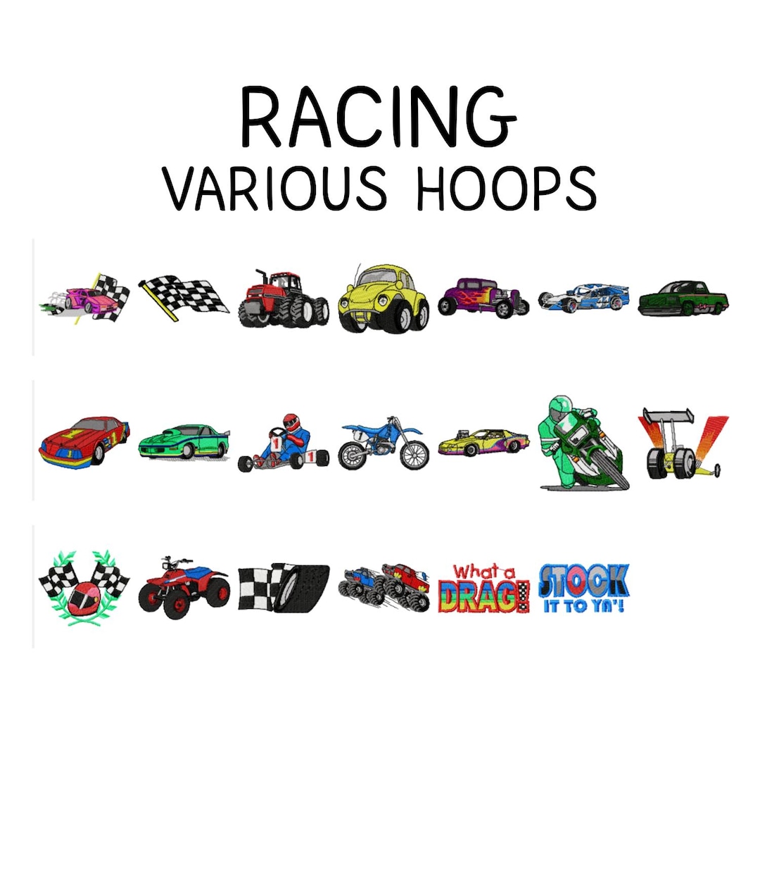 Etsy Racing Designs 20 Racing Machine Embroidery Designs, Race Car Embroidery Pattern ...