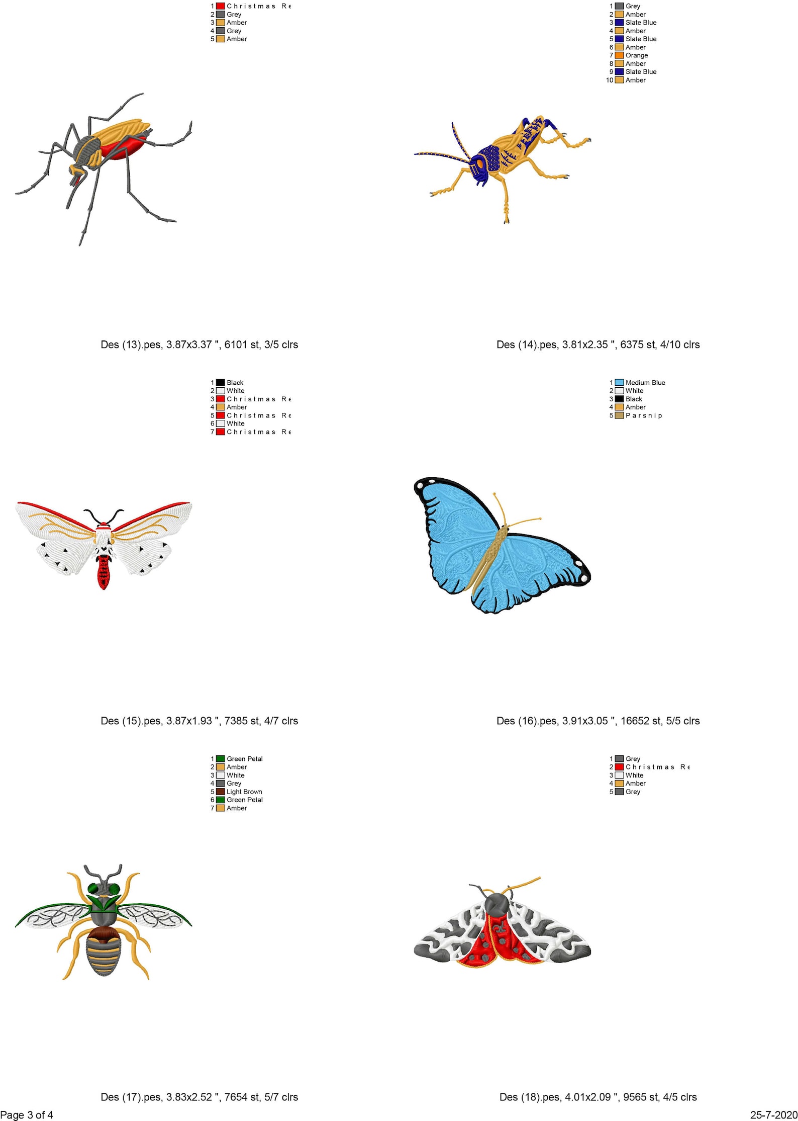 22 Insects Machine Embroidery Designs, Animal Embroidery Pattern ...