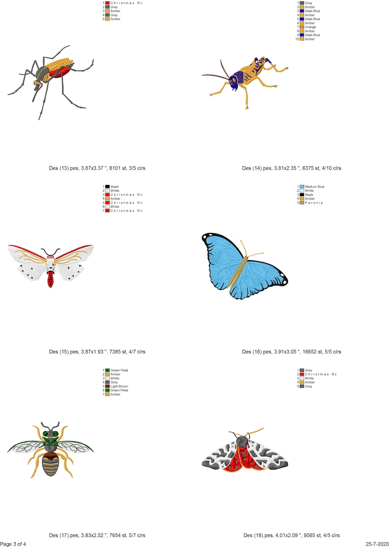 22 Insects machine embroidery designs animal embroidery | Etsy