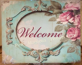 Welcome wreath sign