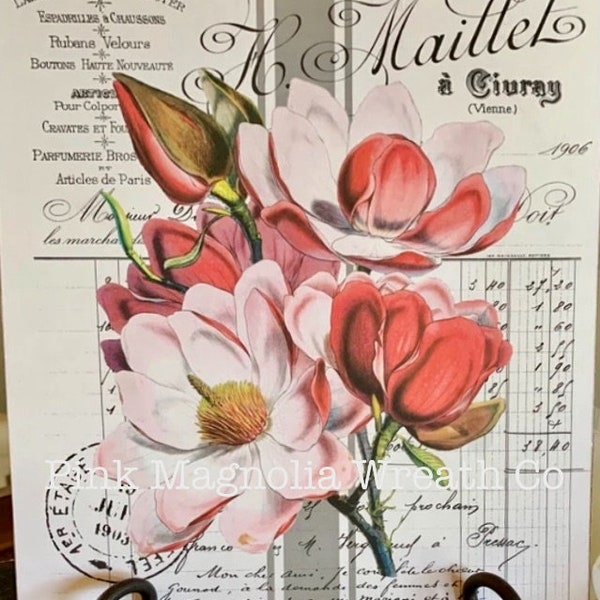 Pink magnolia wreath sign