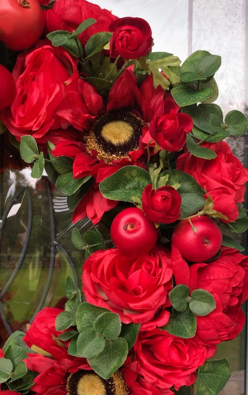 Sunflower and Rose Wreath Etsy