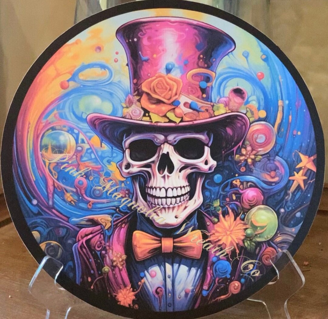 Colorful Halloween Skeleton Sign - Etsy