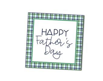 Father's Day Blue and Green Plaid Printable Cookie Tag -2" Square-Tools, Dad, Lawn, Golf, Plaid, Preppy