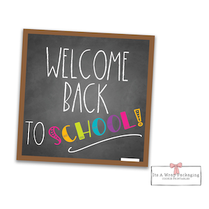 Back to School Chalkboard Printable 2&quot; Square Tag - First Day of School, Teacher, Student, Fall, School