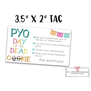 Étiquette à biscuits PYO - Mini carte à biscuits imprimable 3,5 "X 2" - Jour des morts, peignez votre propre