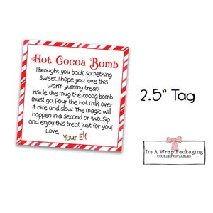 Cocoa Bomb from Elf Printable Tag, Christmas Hot Chocolate Tags, Cookie Cards