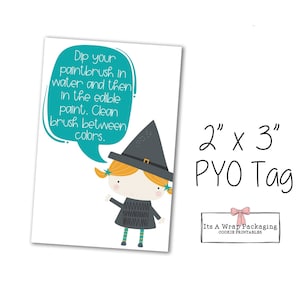 Halloween PYO Tag, Printable 2&quot; X 3&quot;, Paint Your Own Cookie Tag, Witch