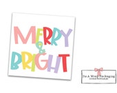 Christmas Cookie Tag, Printable, Merry and Bright, Christmas Gift Tag, Cookie Packaging, Instant Download