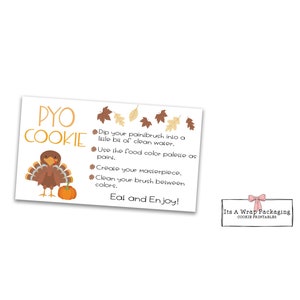 PYO Cookie Tag- Printable Mini Cookie Card 3.5&quot; X 2&quot;- Thanksgiving Paint Your Own Tag