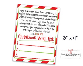 Elf Cookie Tag 3&quot; X 4&quot; - Letter from Elf Cookie Tag, Christmas List, I&#39;m Back Tag, Christmas Cookie Card, Elf Cookie Card, Elf Cookie Tag