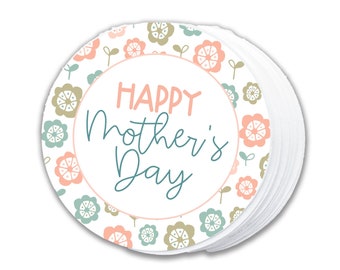 Mother's Day Printable Cookie Tag -2" Circle- Hand Drawn Flowers