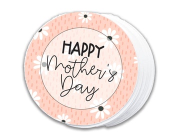 Mother's Day Printable Cookie Tag -2"Circle-Pink and White Daisy