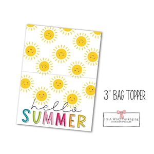 Topper para saco de biscoitos de verão, 3", Olá verão, professor, final de ano letivo, aluno, amigo, colega de trabalho