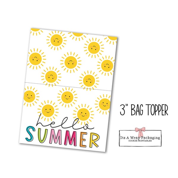 Summer Cookie Bag Topper, 3" , Hello Summer, Teacher, End of School Year, Student, Friend, Coworker