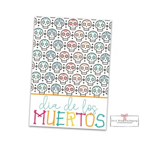 dia de los muertos Cookie Karte 3,5 "X 5"-printable, Tag der Toten, Halloween, Süßes oder Saures, Totenkopf, Cookie Tags, Cookie Verpackung