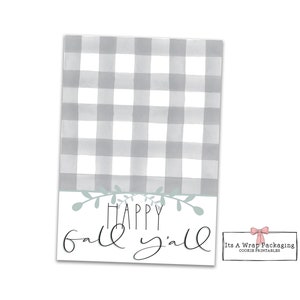 Happy Fall Y'all Printable Mini Cookie Card 3.5" X 5" - Automne, Latte, Café, Cookie Tag, Feuilles, Pull, Citrouille, Ferme
