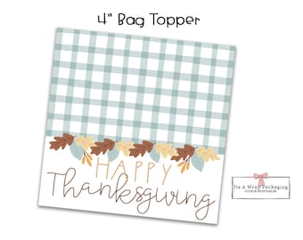 Thanksgiving 4&quot; Bag Topper-Happy Thanksgiving Cookie Bag Topper, Thanksgiving Cookie Packaging, Fall Cookie Cards, Pumpkin, Leaves, Pilgrims