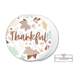 Thanksgiving Printable Cookie Tag -2&quot; Circle- Thankful, Cookie Packaging, Thanksgiving Gift Tag, Fall Cookie Tags