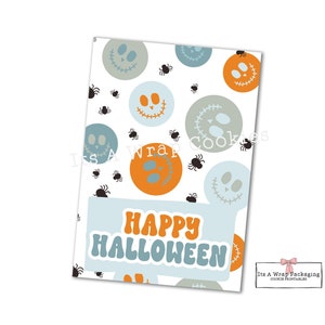 Halloween Cookie Card 3.5&quot; X 5&quot; - Happy Halloween, Skeleton Cookie Tags, Packaging