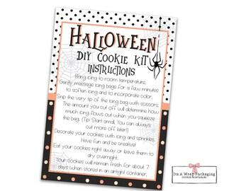 Halloween DIY Cookie Kit Instructions Card-Printable 3.5&quot; by 5&quot;