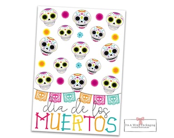 dia de los muertos Mini Cookie Card 3.5" X 5" -Printable, Day of the Dead, Halloween, Trick or Treat, Skull, Cookie Tags, Cookie Packaging
