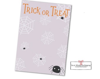 Happy Halloween Printable Mini Cookie Card 3.5" X 5" - Fall, Spider, Spider Web