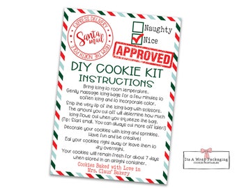Christmas DIY Cookie Kit Instructions Card-Printable 3.5&quot; by 5&quot;, Elf Cookie Card, Special Delivery, Santa Mail